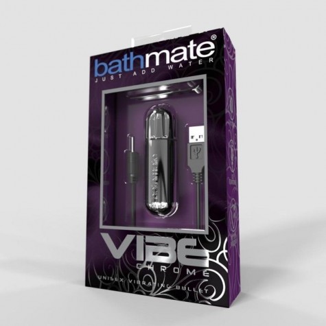 Серебристая перезаряжаемая вибропуля Bathmate Vibrating Bullet Vibe Chrome